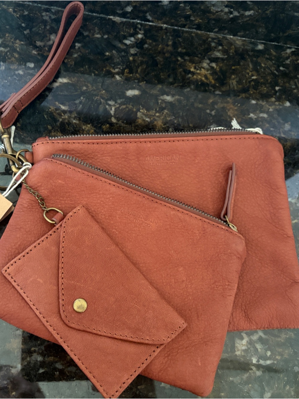 American Leather Co. Genuine Leather Wristlet Trio